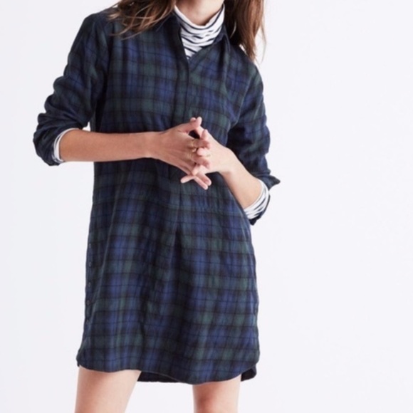 MADEWELL SIDE BUTTON FLANNEL LONG SLEEVED SHIRTDRESS SIZE XXS - Picture 5 of 5